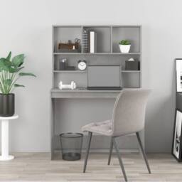 Berkfield Home Decorative Desk with Shelves Concrete Grey 102x45x148 cm Engineer - Size: 102 x 45 x 148 cm