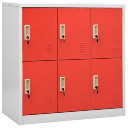 Berkfield Home Locker Cabinets 5 pcs Light Grey & Red 90x45x92.5 cm Steel - thumbnail 2