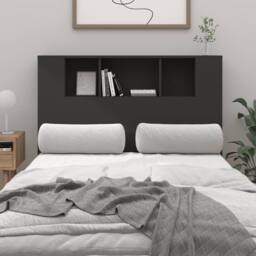 Berkfield Home Headboard Cabinet Black 120x18.5x104.5 cm - thumbnail 2