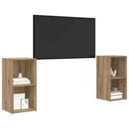 Berkfield Home with Shelf 2 pcs Artisan oak 72 x 35 x 36.5 cm Engineered wood in Brown - thumbnail 3