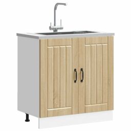 Berkfield Home Sink Base Cabinet Lucca Sonoma Oak Engineered Wood in Brown - thumbnail 3