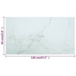 Berkfield Home Table Top White 120x65 cm 8mm Tempered Glass with Marble Design - thumbnail 6