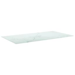 Berkfield Home Table Top White 120x65 cm 8mm Tempered Glass with Marble Design - thumbnail 2