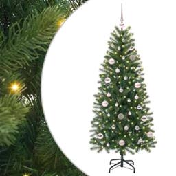 Berkfield Home Elegant Artificial Christmas Tree with 150 LEDs Green 150 cm PE a - thumbnail 2