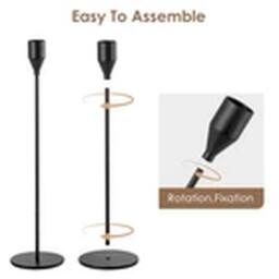 EONLION Black Set of 6 Black Gold Metal Candlestick Holders for Home Decor - thumbnail 3