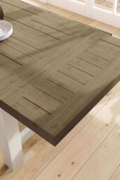 FWStyle 1.6m Handmade Fixed Solid Reclaimed Pine Dining Table in Cream - thumbnail 2