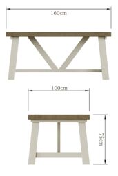 FWStyle 1.6m Handmade Fixed Solid Reclaimed Pine Dining Table in Cream - thumbnail 6