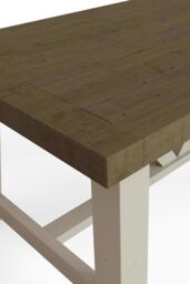 FWStyle 1.6m Handmade Fixed Solid Reclaimed Pine Dining Table in Cream - thumbnail 3