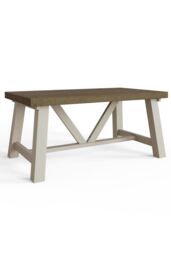 FWStyle 1.6m Handmade Fixed Solid Reclaimed Pine Dining Table in Cream - thumbnail 4