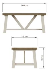 FWStyle 1.6m Handmade Fixed Solid Reclaimed Pine Dining Table in Cream - thumbnail 5