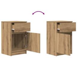 Berkfield Home Bedside Cabinet Artisan Oak 39x35x65 cm Engineered Wood - Size: 39 x 35 x 65 cm - thumbnail 9