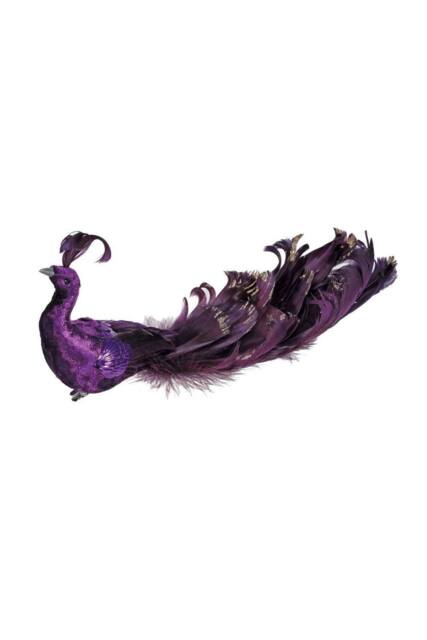 KDMD Purple Velvet Peacock 26cm Christmas Ornament - image 1