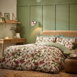 Wylder Nature Wallflower Slub Cotton Floral Duvet Cover Set in Natural - Size: Double - thumbnail 4
