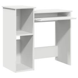 Berkfield Home Desk with Shelves White 84x40x78 cm Engineered Wood - Size: 84 x 40 x 78 cm - thumbnail 4