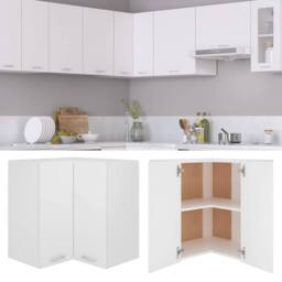 Berkfield Home Hanging Corner Cabinet White 57x57x60 cm Engineered Wood - Size: 57 x 57 x 60 cm - thumbnail 2