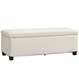 HOMCOM Storage Ottoman with Lid, 112cm Bench Chest Box in Beige - thumbnail 2