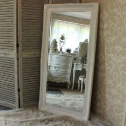 Melody Maison Extra Large White Antique Wall/Floor Mirror 158cm X 78cm - Size: 158 cm X 78 cm - thumbnail 2