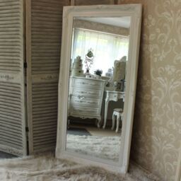 Melody Maison Extra Large White Antique Wall/Floor Mirror 158cm X 78cm - Size: 158 cm X 78 cm - thumbnail 4