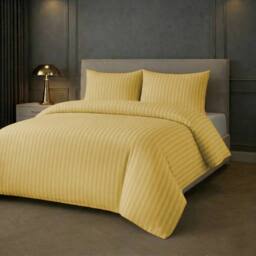 Grace Premium Embossed Stripes Duvet Cover Sets 2 Pack in Yellow - Size: King