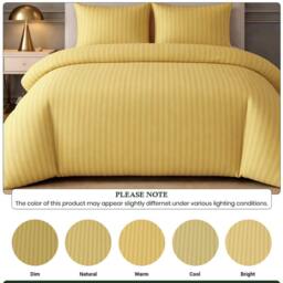 Grace Premium Embossed Stripes Duvet Cover Sets 2 Pack in Yellow - Size: King - thumbnail 5
