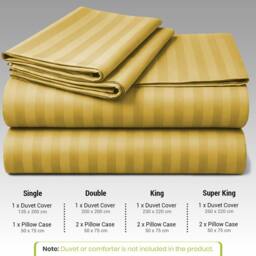 Grace Premium Embossed Stripes Duvet Cover Sets 2 Pack in Yellow - Size: King - thumbnail 6