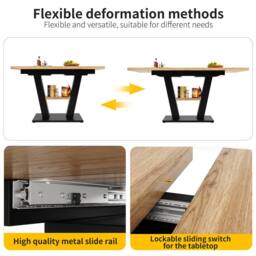 Matteo Extendable Dining Table - Marbled MDF Top & V-Shaped Legs in Natural - thumbnail 5