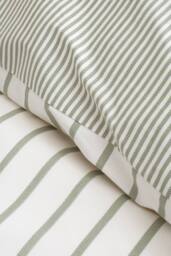 Bianca 'Hampton Stripe' 200 Thread Count Cotton Reversible Duvet Cover Set in Green - Size: Single - thumbnail 4