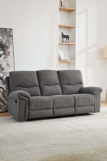 More4Homes Fosse 3 Seater Manual Recliner Fabric Modern Living Sofa in Dark Grey - image 1
