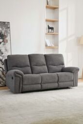 More4Homes Fosse 3 Seater Manual Recliner Fabric Modern Living Sofa in Dark Grey - thumbnail 1
