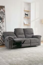 More4Homes Fosse 3 Seater Manual Recliner Fabric Modern Living Sofa in Dark Grey - thumbnail 2