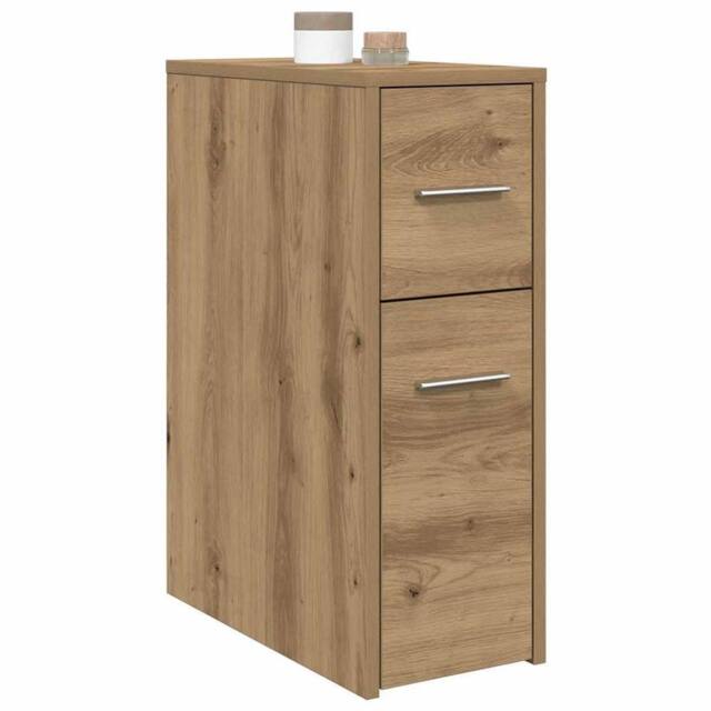 Berkfield Home Narrow Bathroom Cupboard with Wheels Artisian Oak Engineered Wood in Brown - image 1