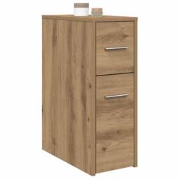Berkfield Home Narrow Bathroom Cupboard with Wheels Artisian Oak Engineered Wood in Brown - thumbnail 1