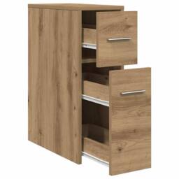 Berkfield Home Narrow Bathroom Cupboard with Wheels Artisian Oak Engineered Wood in Brown - thumbnail 4