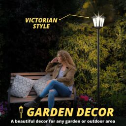 Marco Paul 1.7m Black Steel Solar Powered Victorian Lamp Post - thumbnail 5