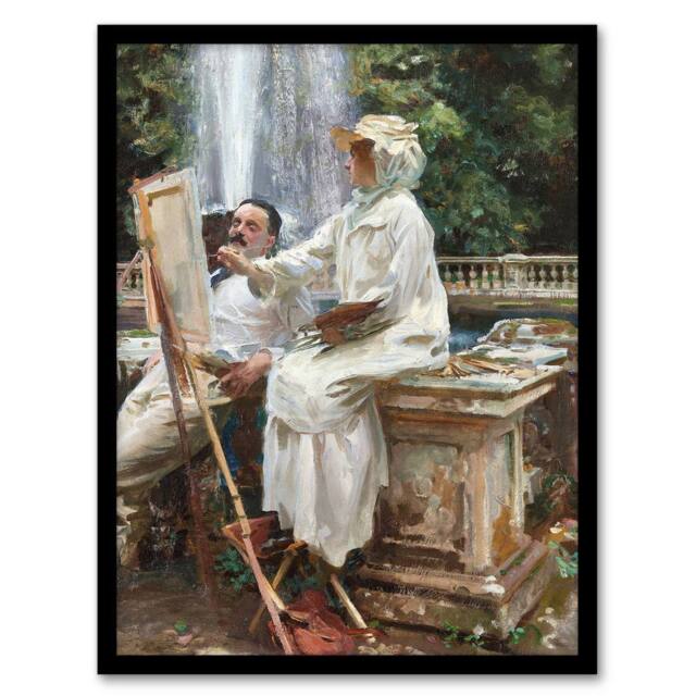 Artery8 The Fountain Villa Torlonia Sargent Framed Wall Art Print - Size: A4 - image 1