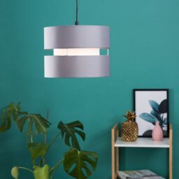 ValueLights Sophia Pair of Two Small 26cm Drum Easy Fit Ceiling Light Lamp Shades in Grey - Size: 10 inches