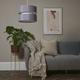 ValueLights Sophia Pair of Two Small 26cm Drum Easy Fit Ceiling Light Lamp Shades in Grey - Size: 10 inches - thumbnail 6