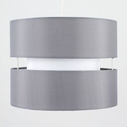 ValueLights Sophia Pair of Two Small 26cm Drum Easy Fit Ceiling Light Lamp Shades in Grey - Size: 10 inches - thumbnail 3