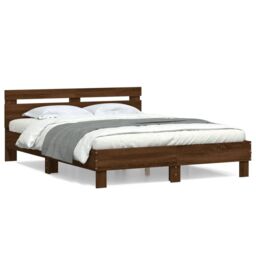Berkfield Home Bed Frame without Mattress Brown Oak 150x200 cm King Size - thumbnail 2