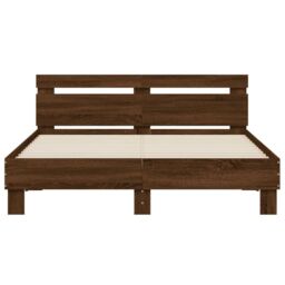 Berkfield Home Bed Frame without Mattress Brown Oak 150x200 cm King Size - thumbnail 5