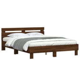Berkfield Home Bed Frame without Mattress Brown Oak 150x200 cm King Size - thumbnail 4