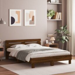 Berkfield Home Bed Frame without Mattress Brown Oak 150x200 cm King Size - thumbnail 1