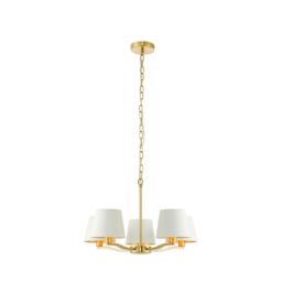 Loops Ceiling Pendant Light Satin Brass Plate & Vintage White Fabric 5 x 40W E14