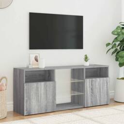 Berkfield Home TV Cabinet with LED Lights Grey Sonoma 120x30x50 cm - Size: 120 x 30 x 50 cm - thumbnail 4