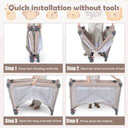 Costway 5-in-1 Baby Bassinet Bedside Sleeper Portable Pack & Play in Khaki - thumbnail 7