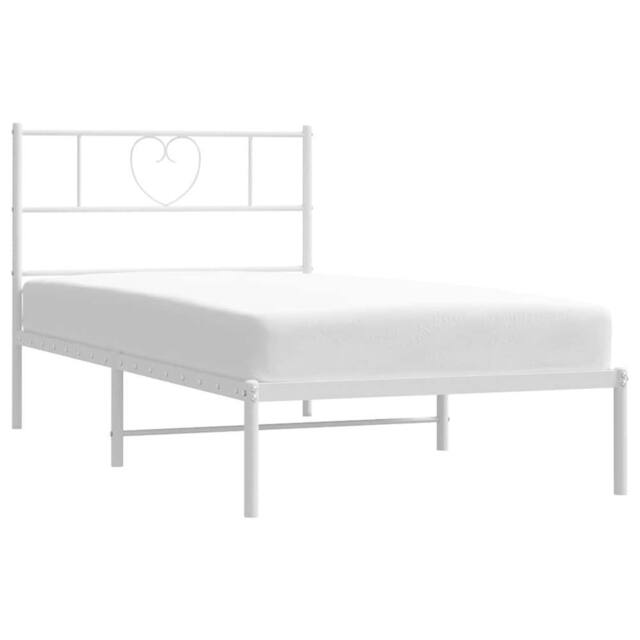 Berkfield Home Metal Bed Frame with Headboard White 100x190 cm - image 1