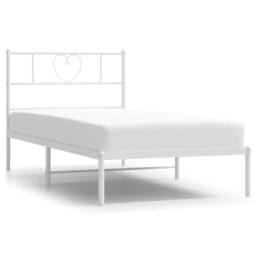 Berkfield Home Metal Bed Frame with Headboard White 100x190 cm - thumbnail 3