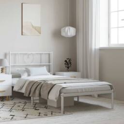 Berkfield Home Metal Bed Frame with Headboard White 100x190 cm - thumbnail 2