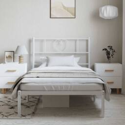 Berkfield Home Metal Bed Frame with Headboard White 100x190 cm - thumbnail 4