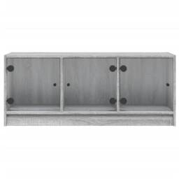 Berkfield Home TV Cabinet with Glass Doors Grey Sonoma 102x37x42 cm - Size: 102 x 37 x 42 cm - thumbnail 6